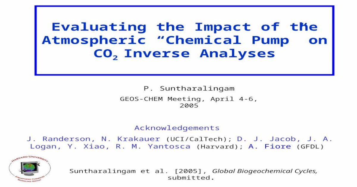 Evaluating the Impact of the Atmospheric “ Chemical Pump ” on CO 2 ...