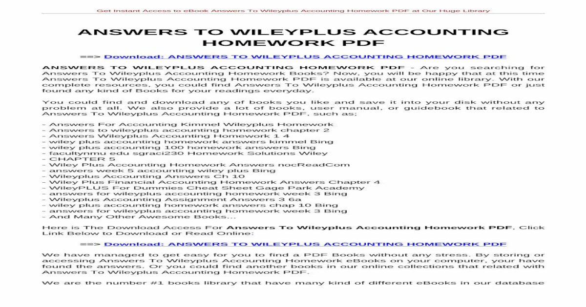 wiley plus accounting homework answers