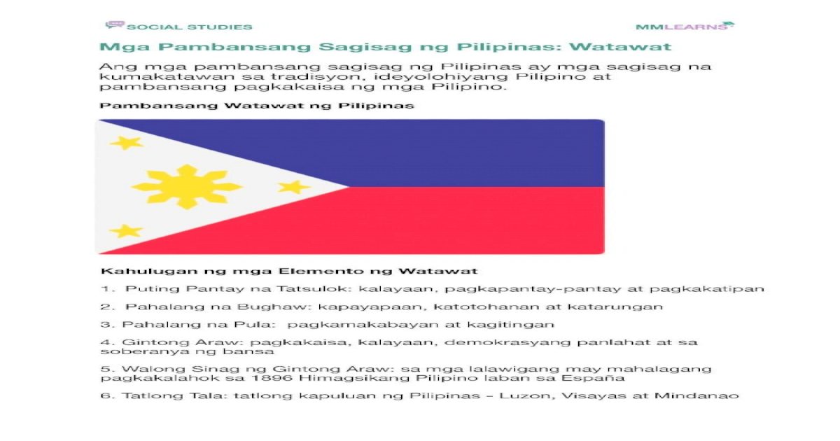 Pambansang Sagisag ng Pilipinas€¦ · Pambansang Watawat ng Pilipinas