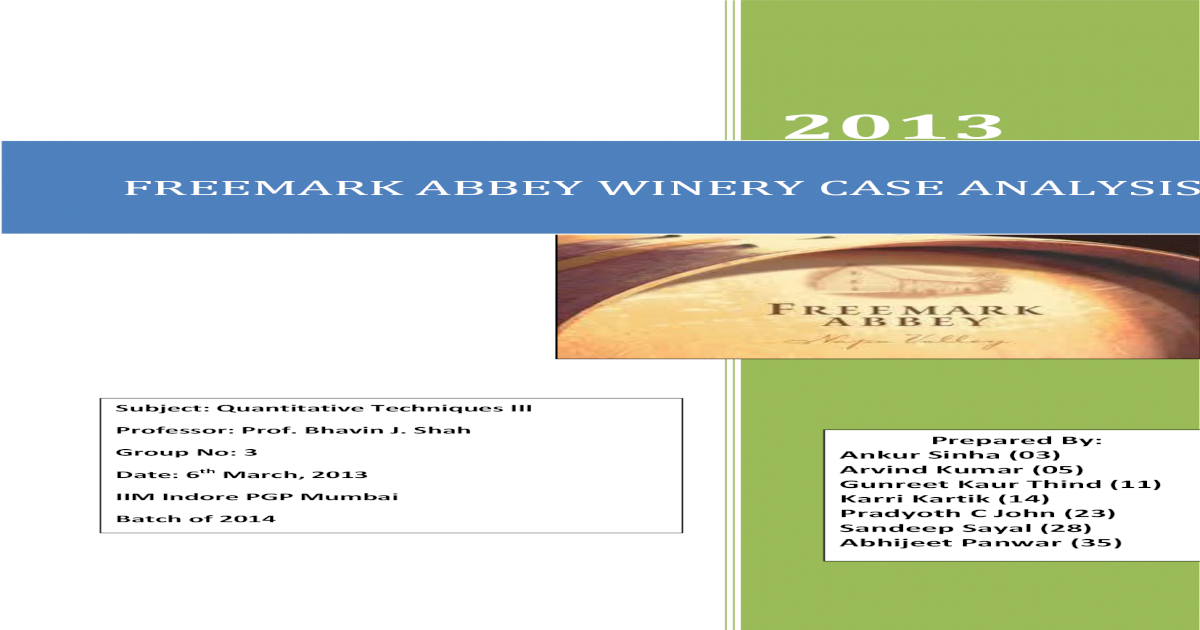 freemark abbey winery case study pdf