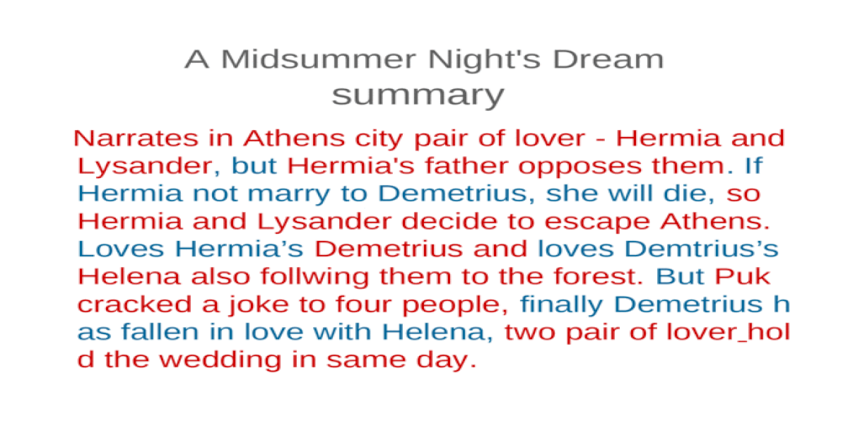 essay topics for a midsummer night's dream