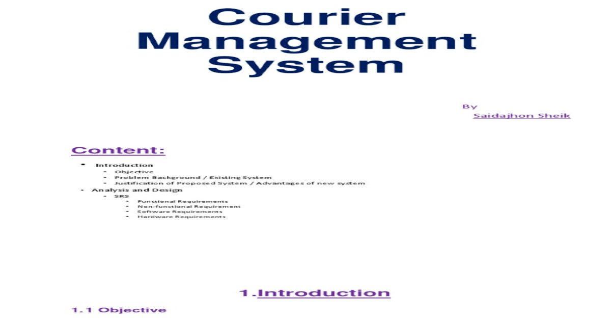 courier management system presentation - [PDF Document]