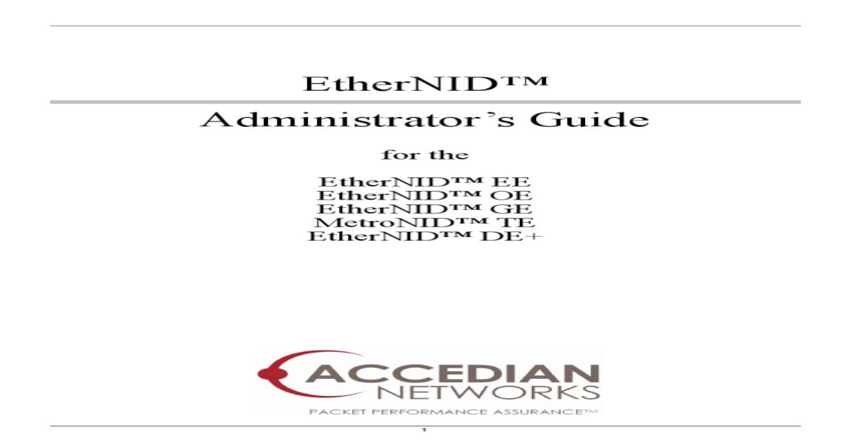 Accedian NID User Manual - [PDF Document]