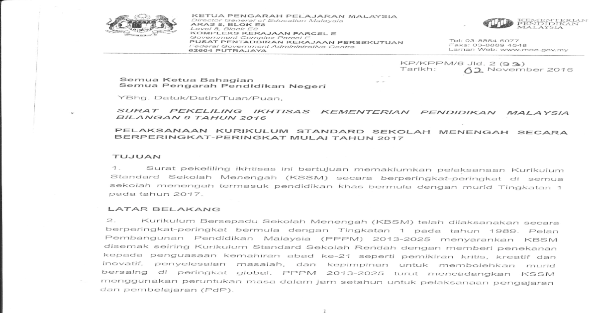Surat Pekeliling Ikhtisas Kementerian Pendidikan Pdf Document